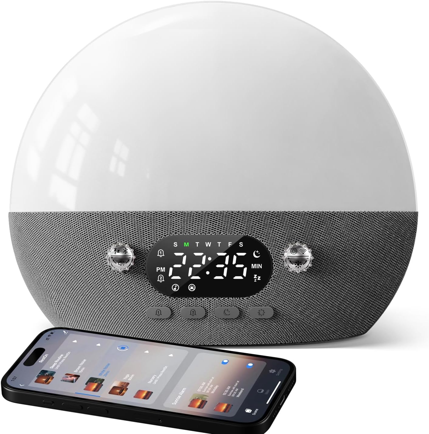 Dekala RestOnn Sunrise Alarm Clock with Sunset Sound and Amber Night Light