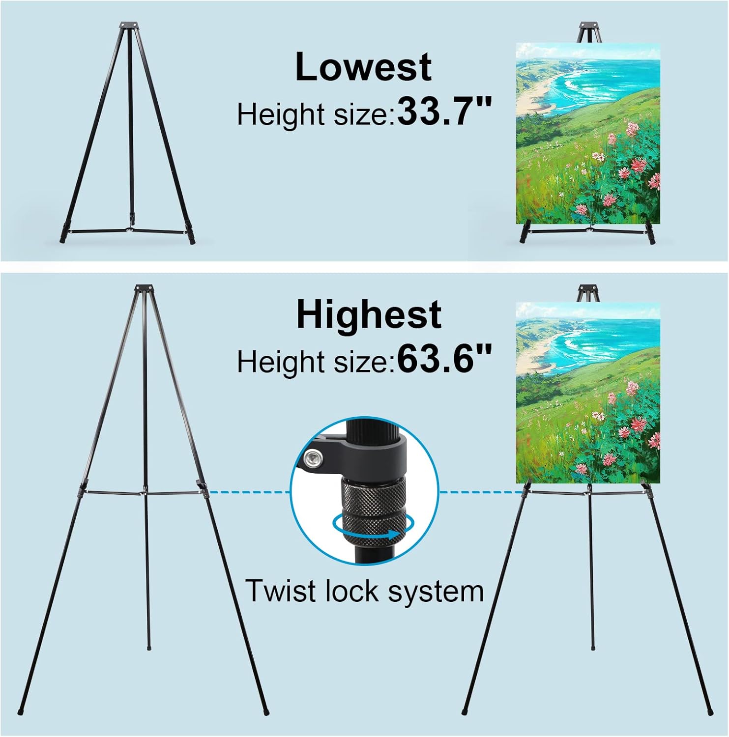 PUJIANG 63 Inch Adjustable Heavy Duty Easel Stand