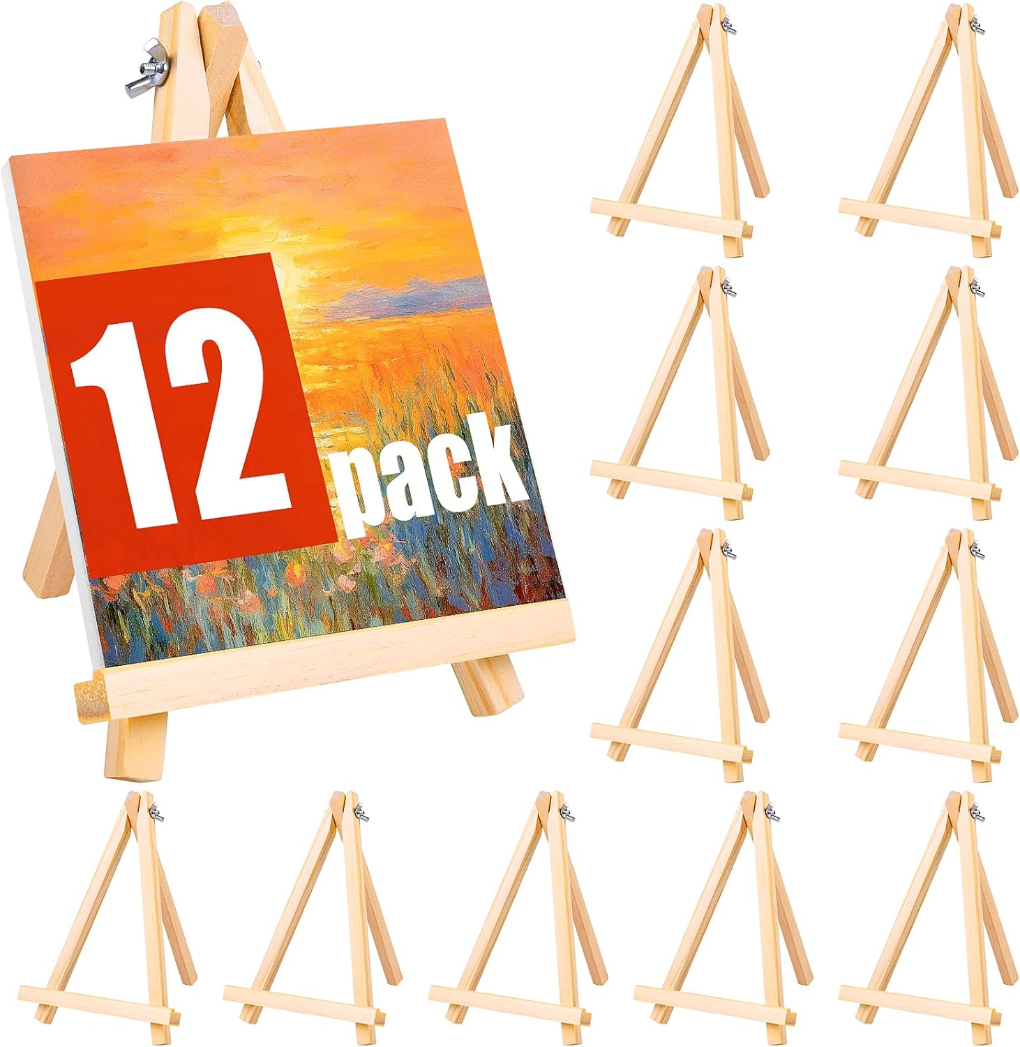 Aneco 12 Pack Foldable A-Shaped Wooden Easels