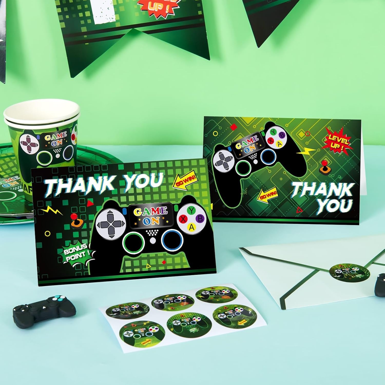 WERNNSAI Video Game Thank You Cards 24PCS Gamer Decorations
