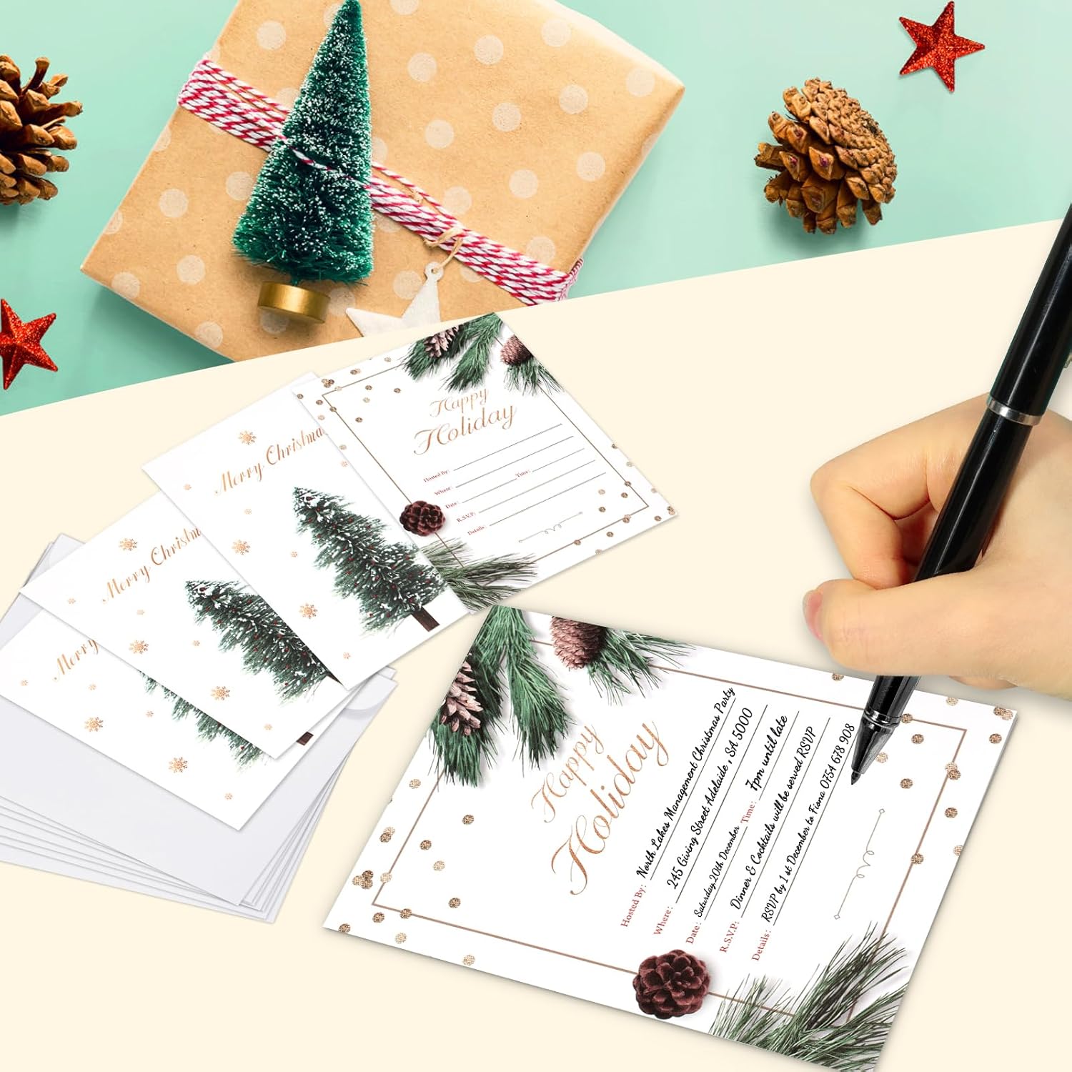 30 Pack Christmas Invitations with Envelopes