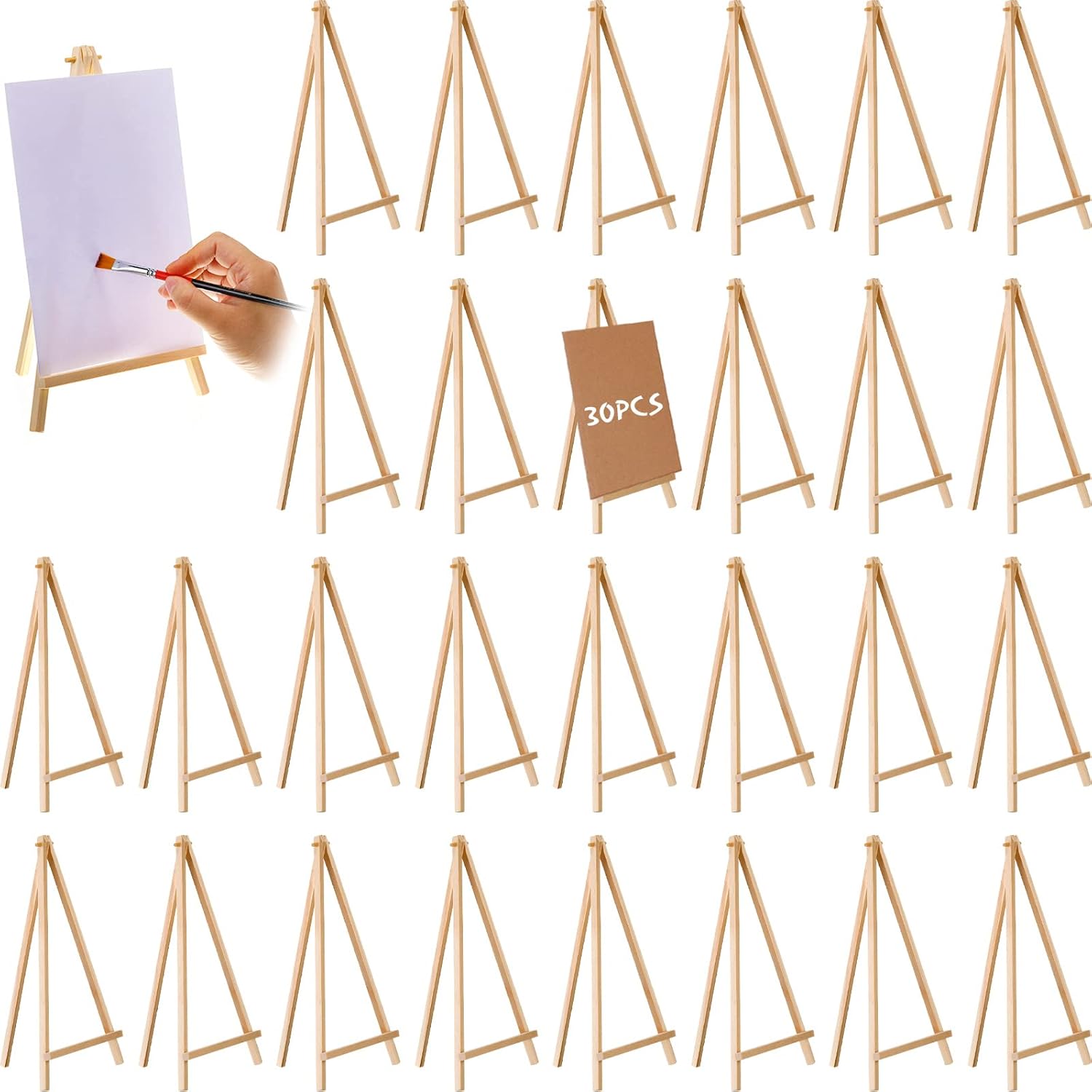 BBTO 30 Pack Tall Wood Easels for Painting Display