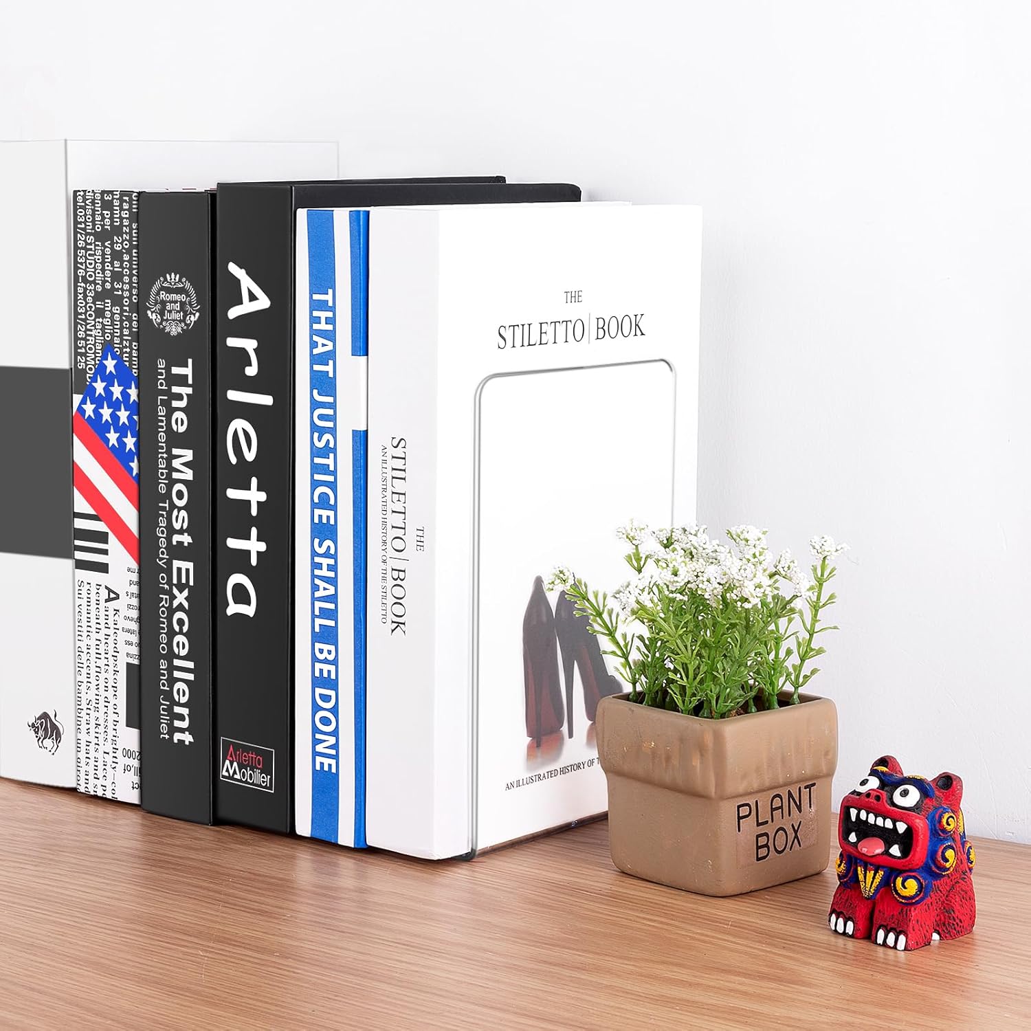 10 Piece Clear Acrylic Book Ends Set for Shelves