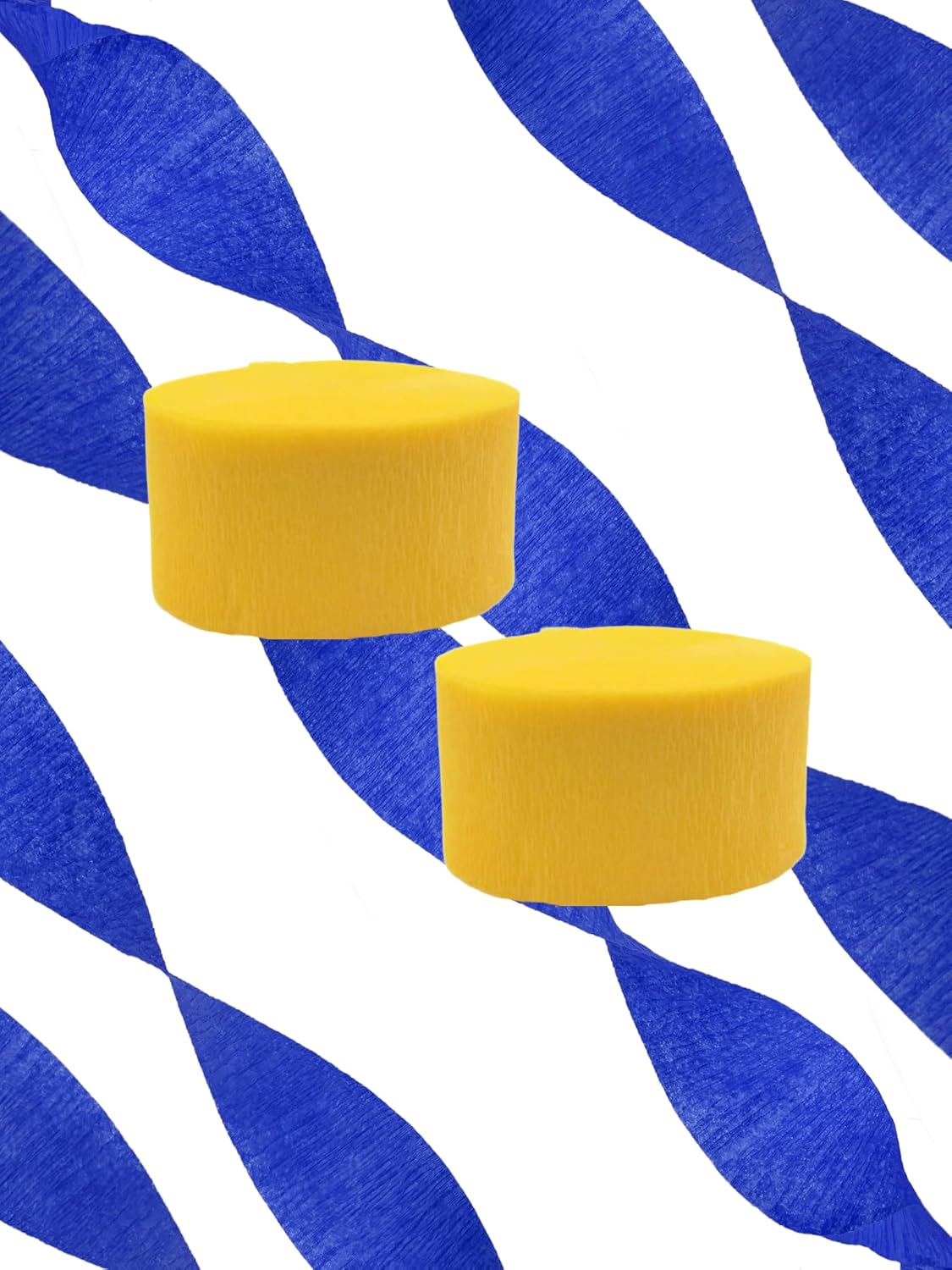 Blue and Gold Yellow Crepe Paper Streamers 4 Rolls