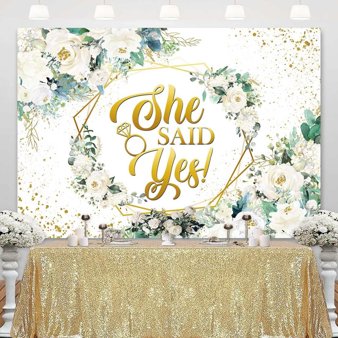 Sensfun She Said Yes Bridal Shower Backdrop