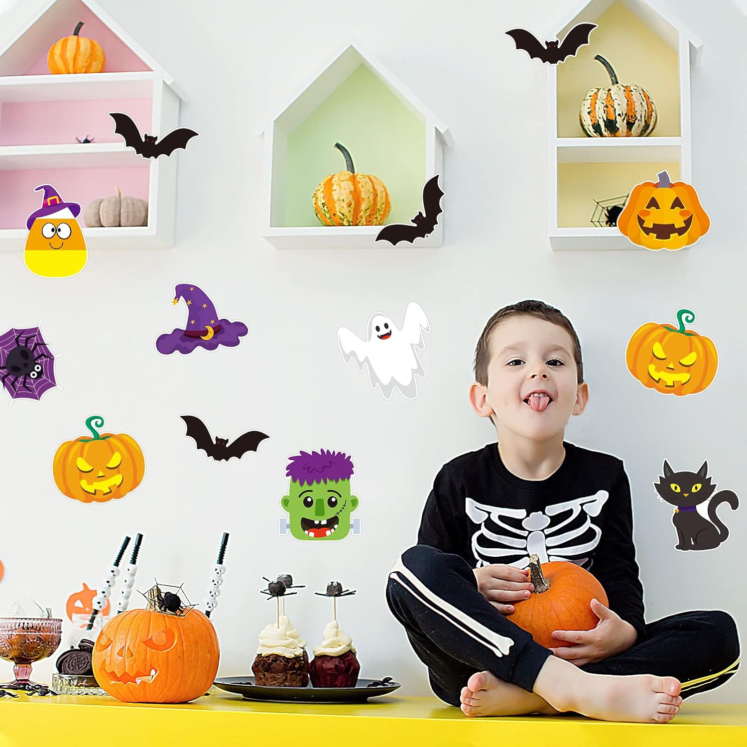 45 Halloween Cutouts with Glue Dots for Decor