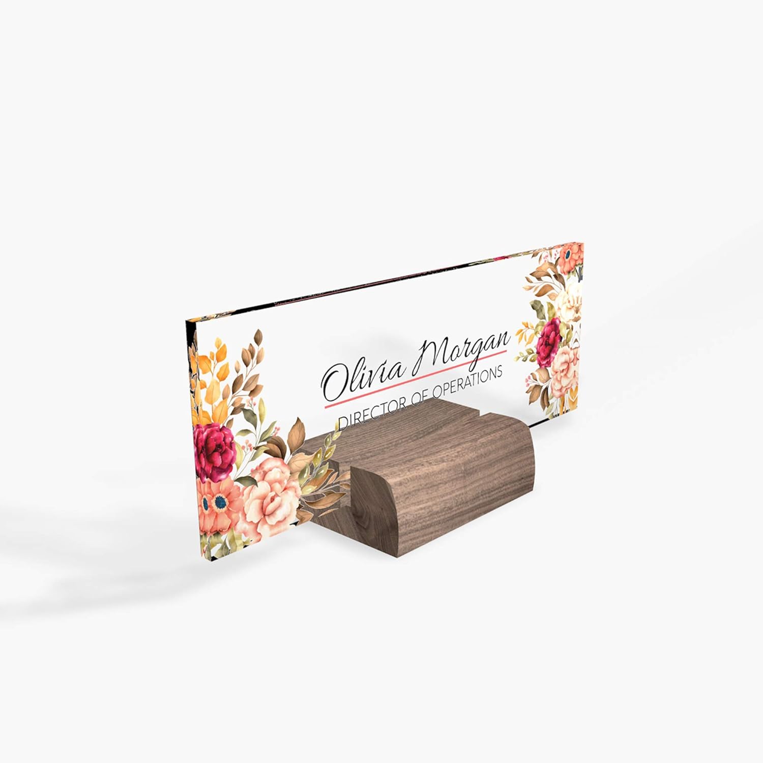 Custom Office Name Plate with 3D Flowers Design