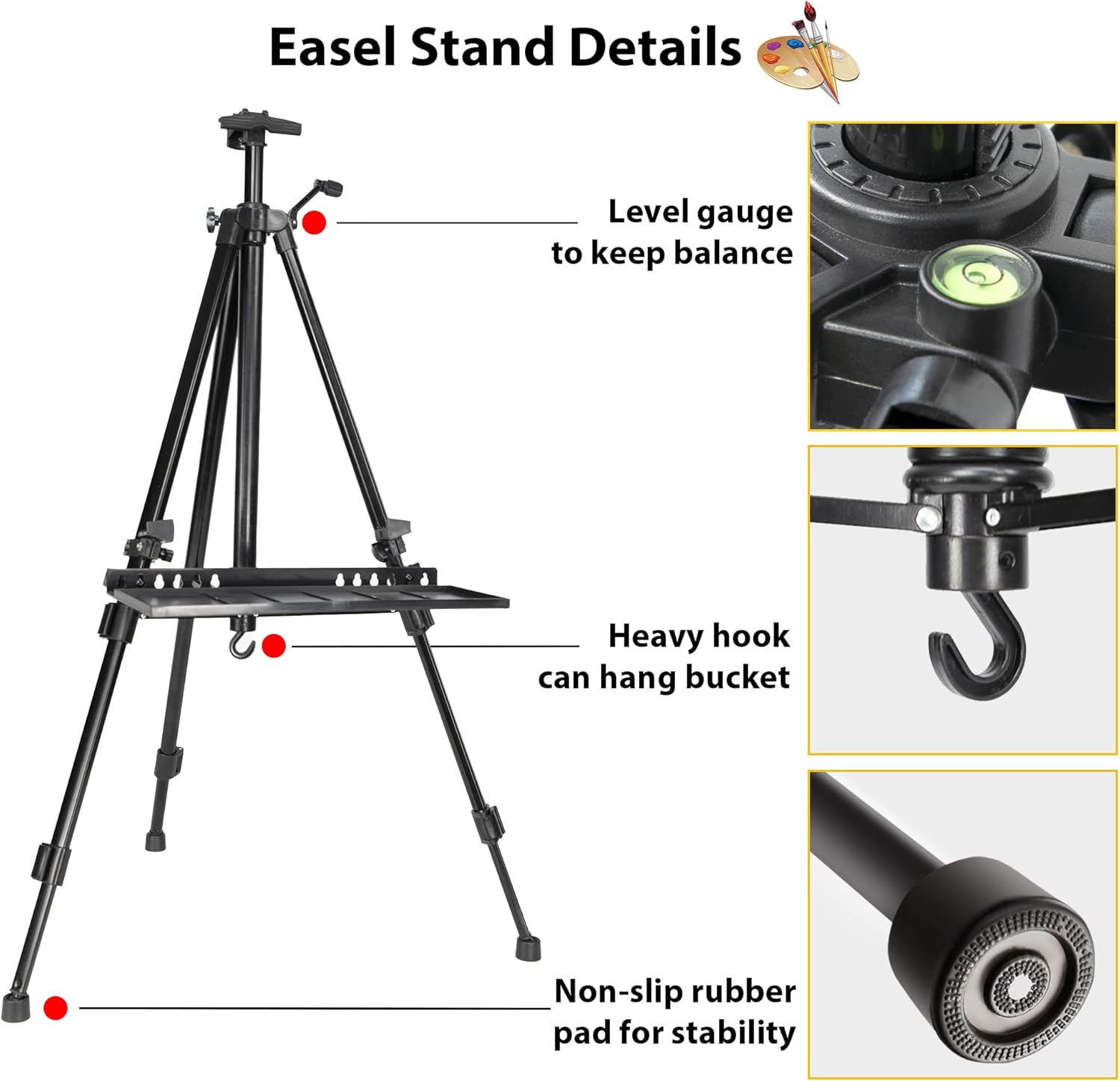PUJIANG Adjustable Height Easel Stand for Painting and Art