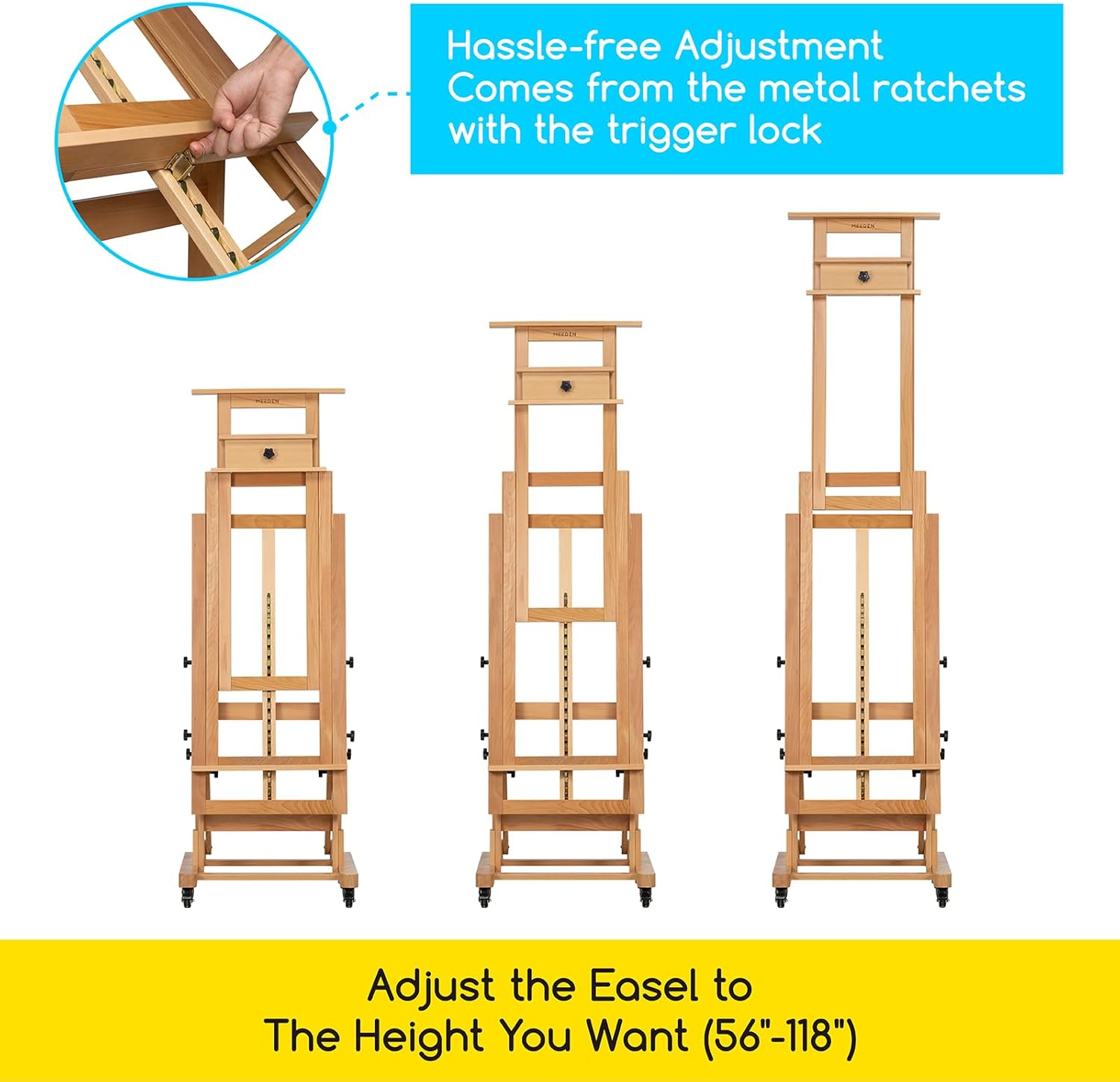 MEEDEN Movable Large H-Frame Art Easel for Adults