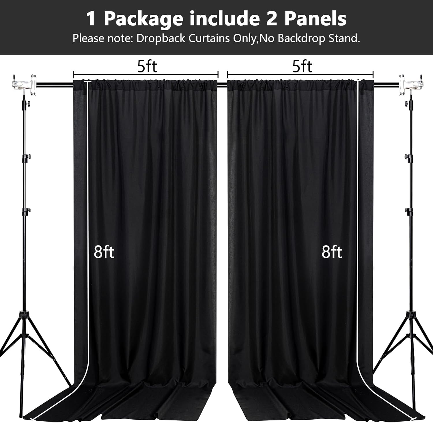 MEETSKY Black Backdrop Curtains 10ft x 8ft for Parties
