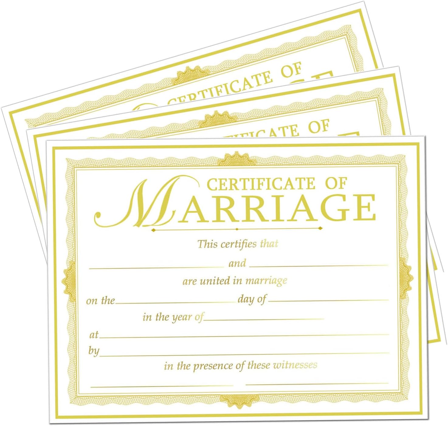 Gold Foil Edge Wedding Certificates 11x85 Inches 24 Pcs