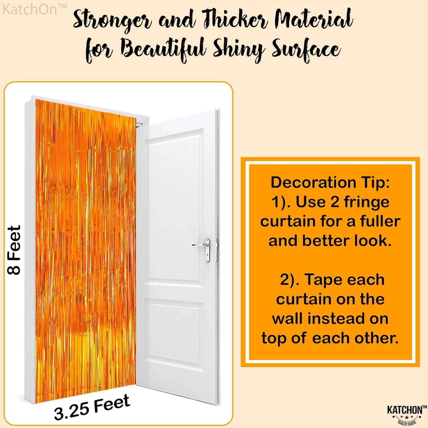 KatchOn XtraLarge Orange Fringe Backdrop Curtain 32x8 Feet Pack of 2