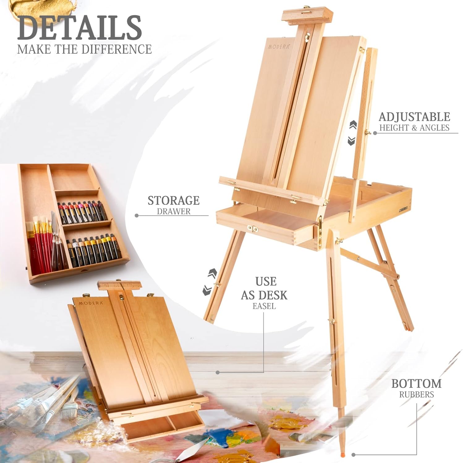 Modera 163-Piece French Easel Painting Set Deluxe Artist Kit