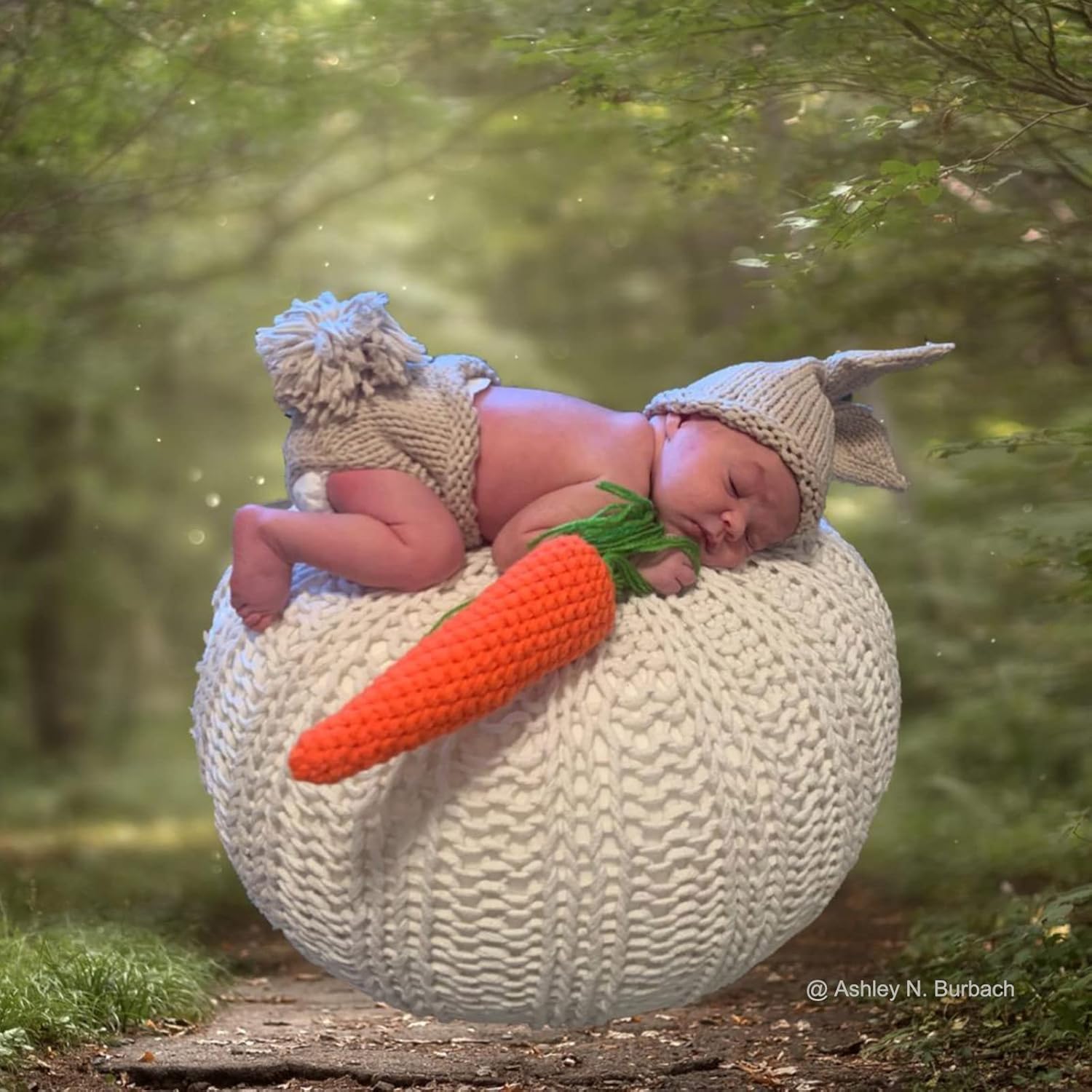 Newborn Photography Props Baby Easter Bunny Outfits Handmade Crochet Set