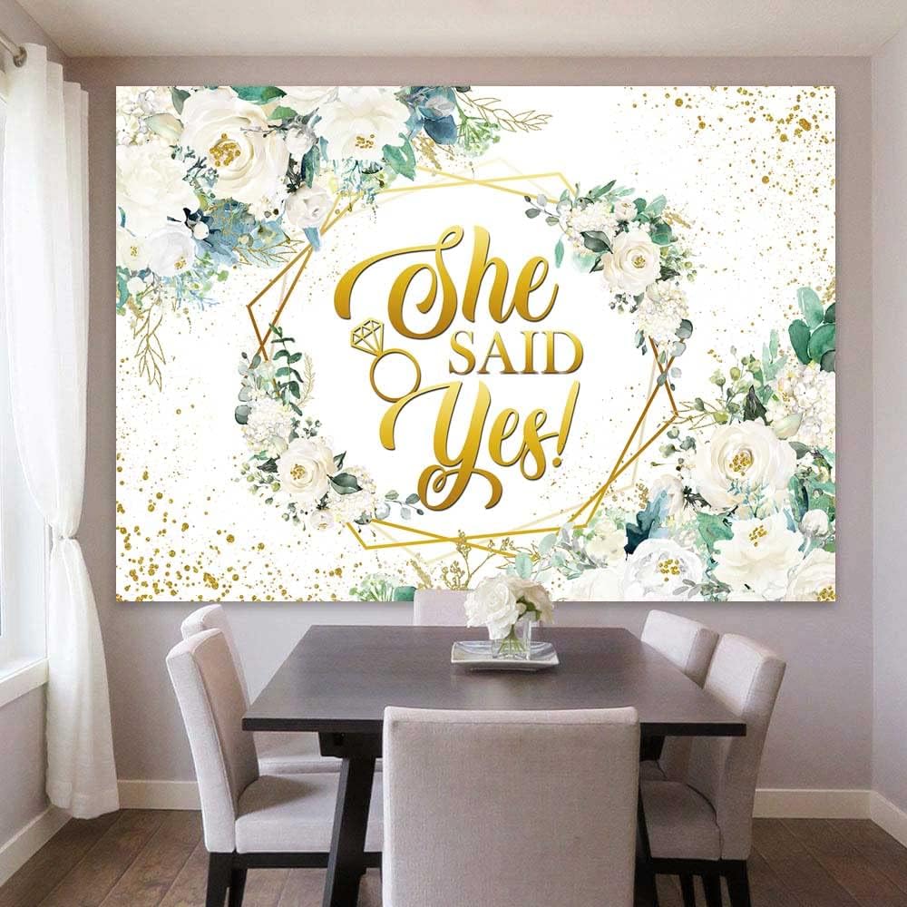Sensfun She Said Yes Bridal Shower Backdrop