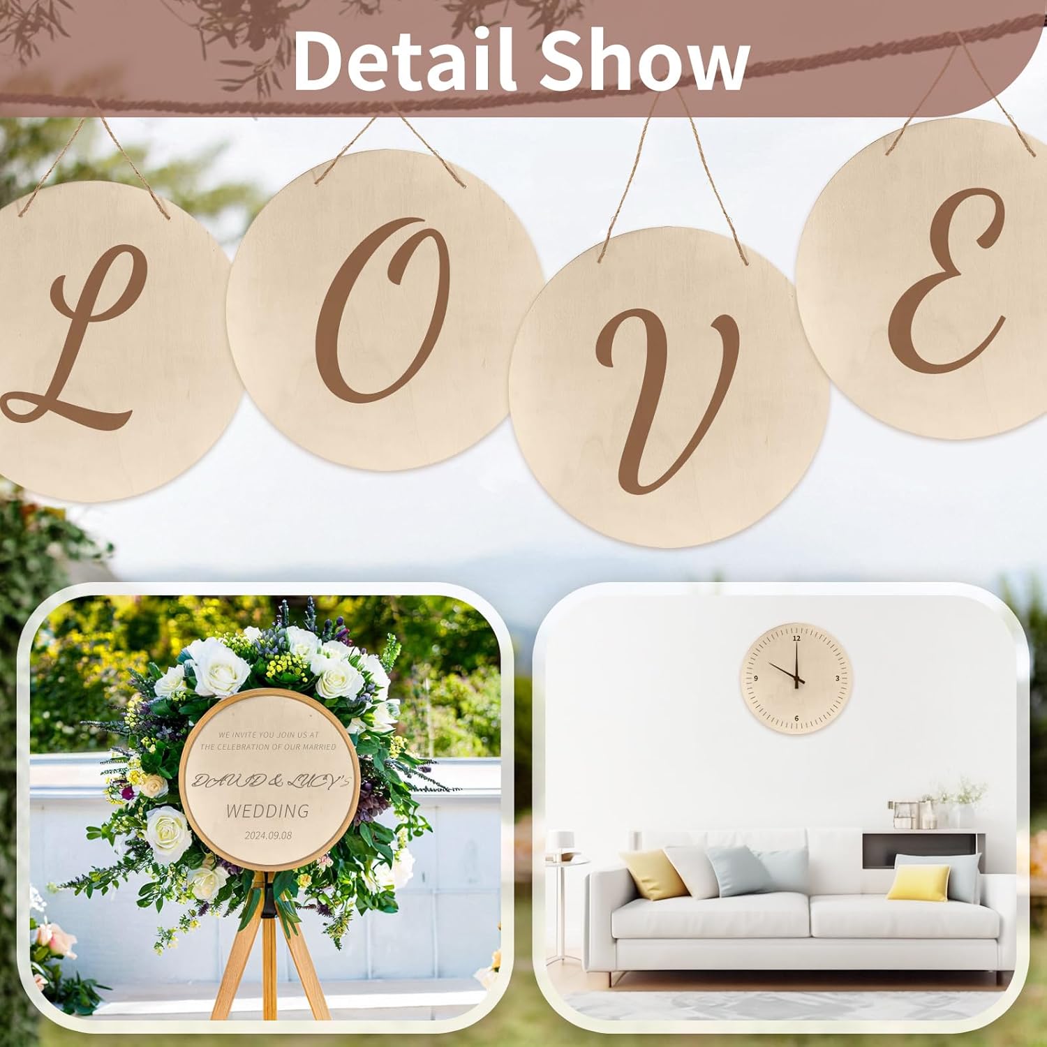 4Pcs 12 Inch Unfinished Wood Circles for Crafts