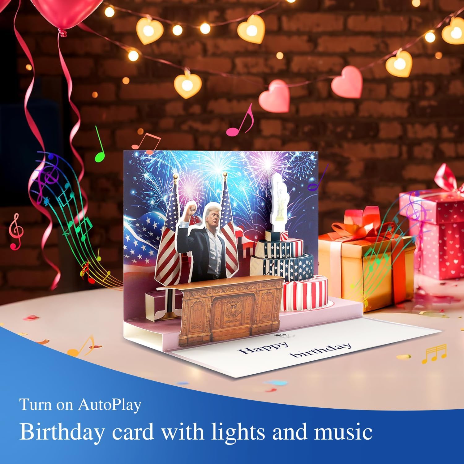 Birthday Card with Talking Donald and Light for Fun Greetings