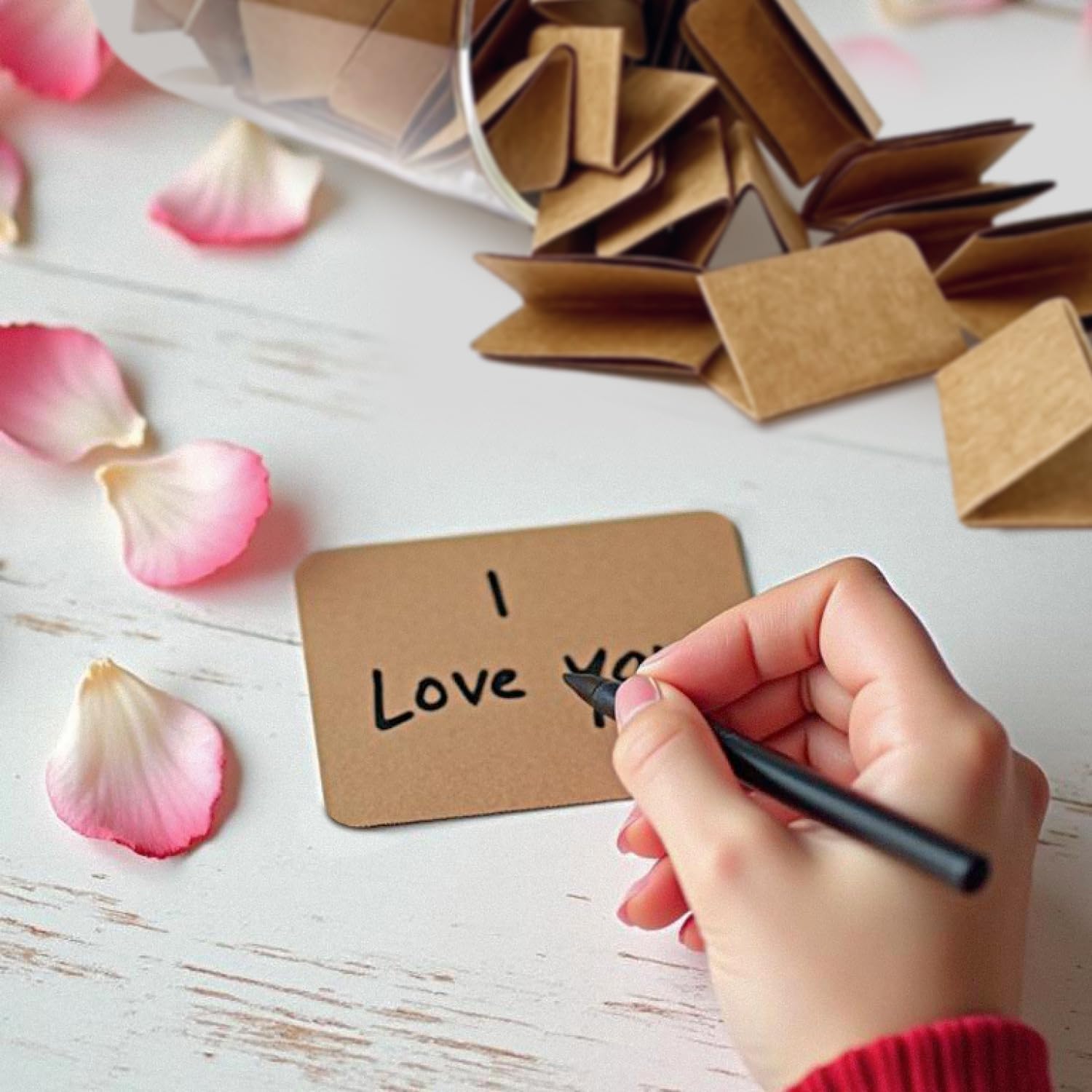 Love Note Jar with 50 Cards for Romantic Messages and Expressions