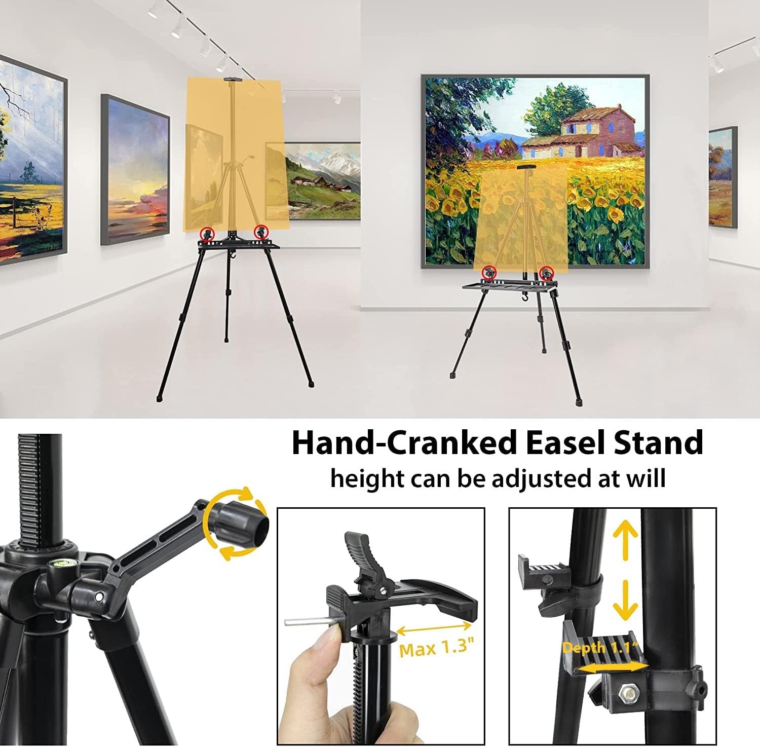 PUJIANG Adjustable Height Easel Stand for Painting and Art