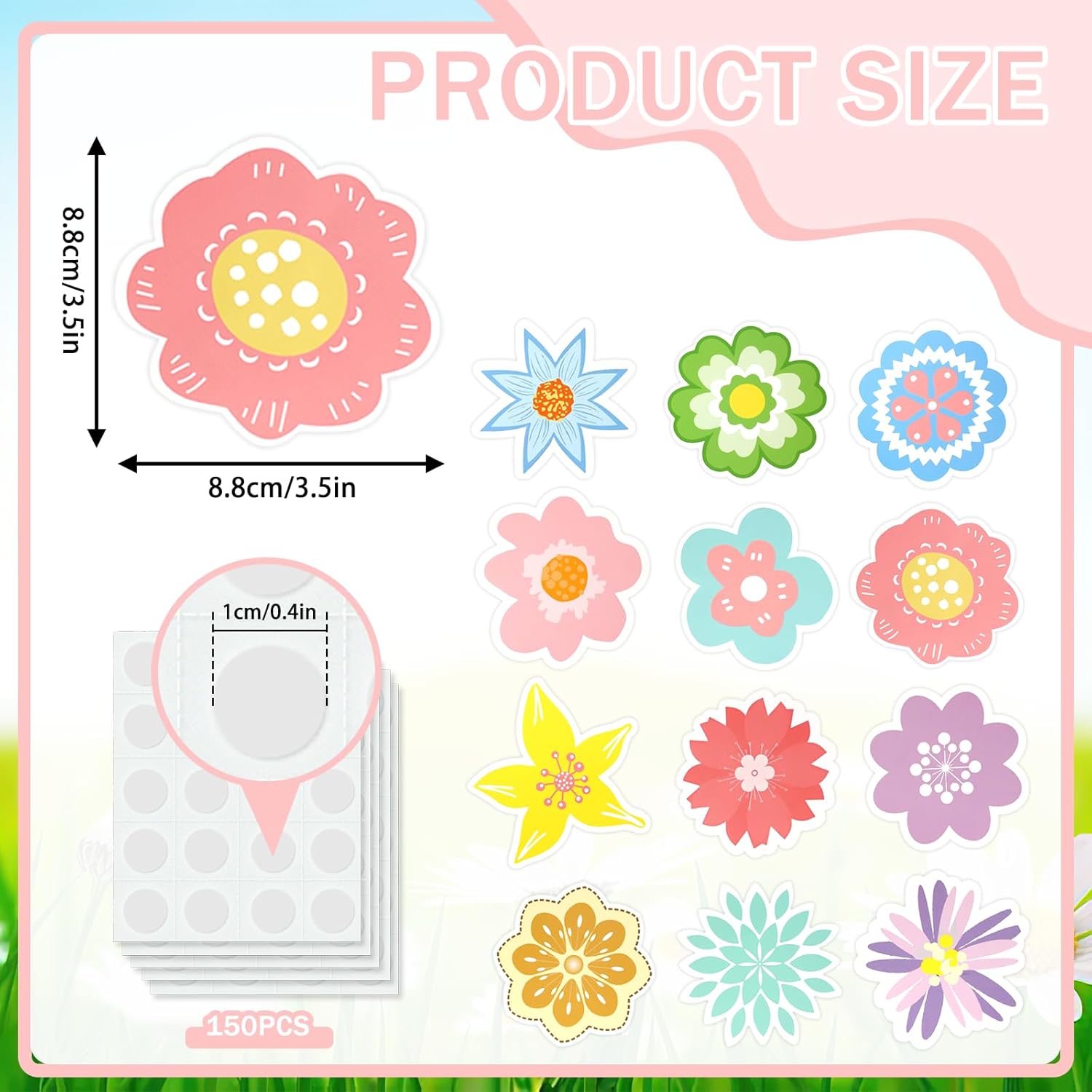 JUNEBRUSHS 72PCS Spring Flower Bulletin Board Decor