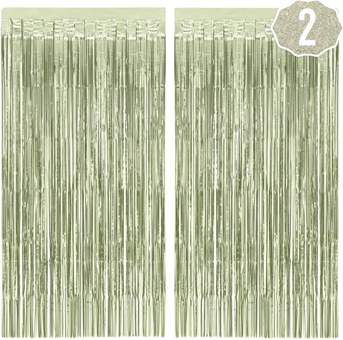 XO Fetti Sage Green Foil Curtain Set of 2