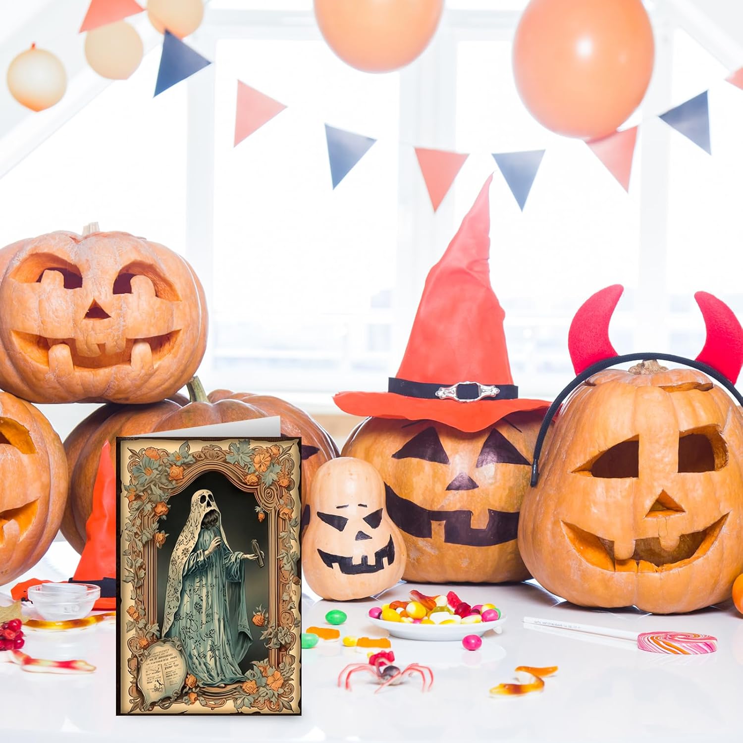 Whaline 32 Pack Halloween Greeting Cards with Stickers and Envelopes