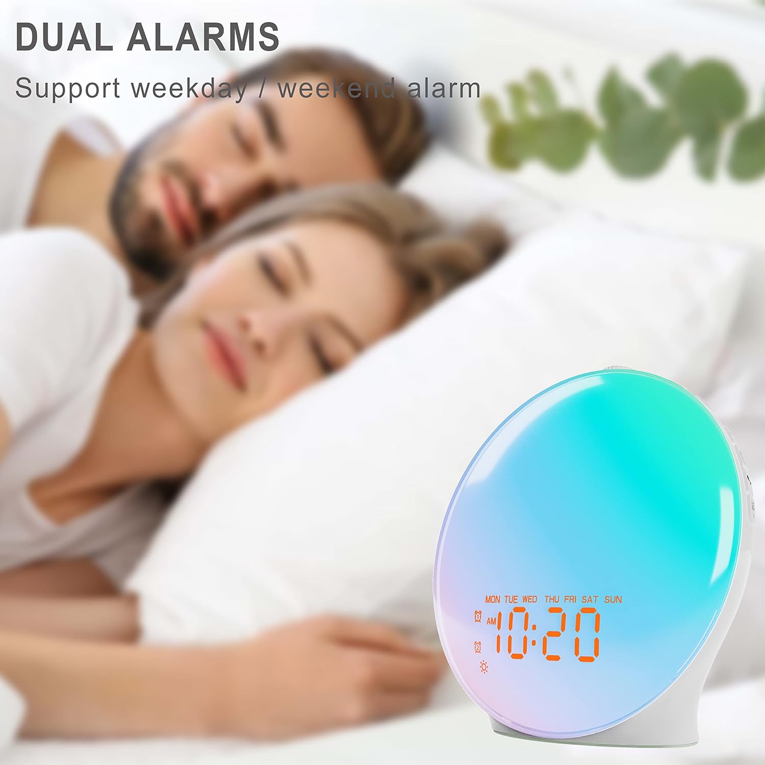 JALL Sunrise Alarm Clock with 17 Nightlights and 5W Speaker
