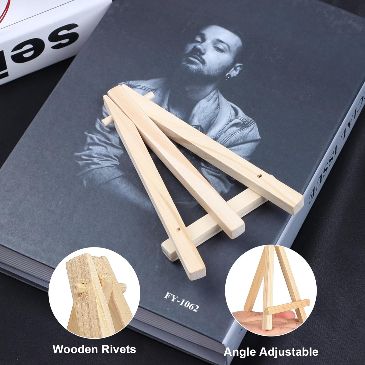 60 Pcs Mini Wooden Easel Stand for Art Displays