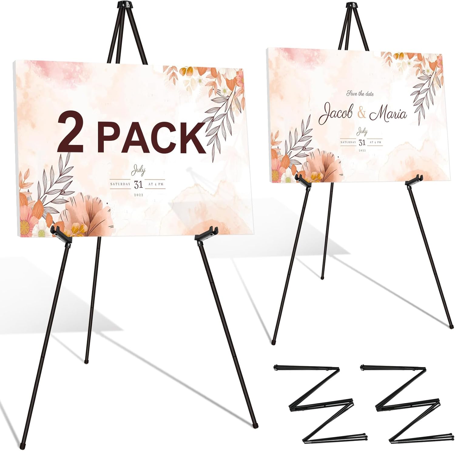 OUTNEE 63 Inch Foldable Easel Stand 2 Pack