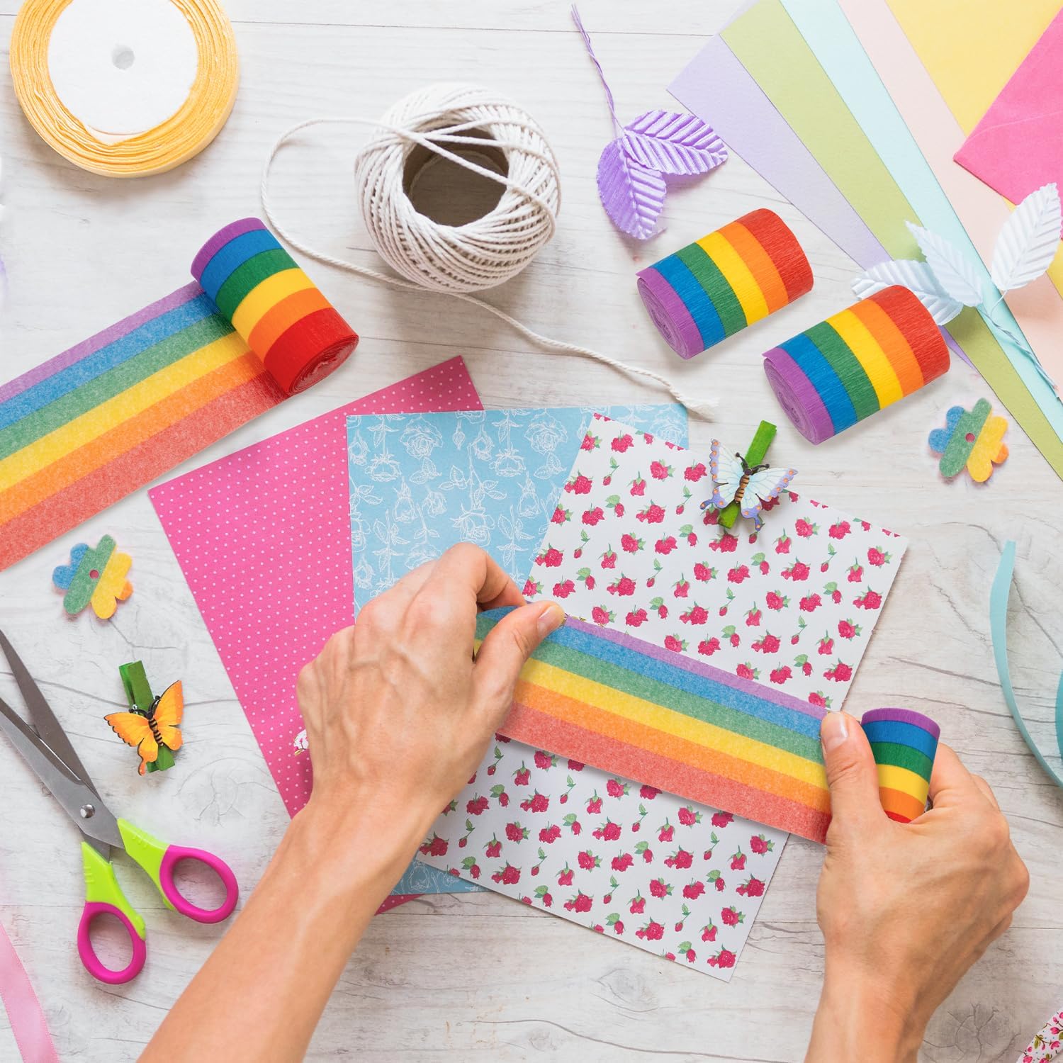 6 Rolls Rainbow Crepe Paper Streamers for Party Decorations