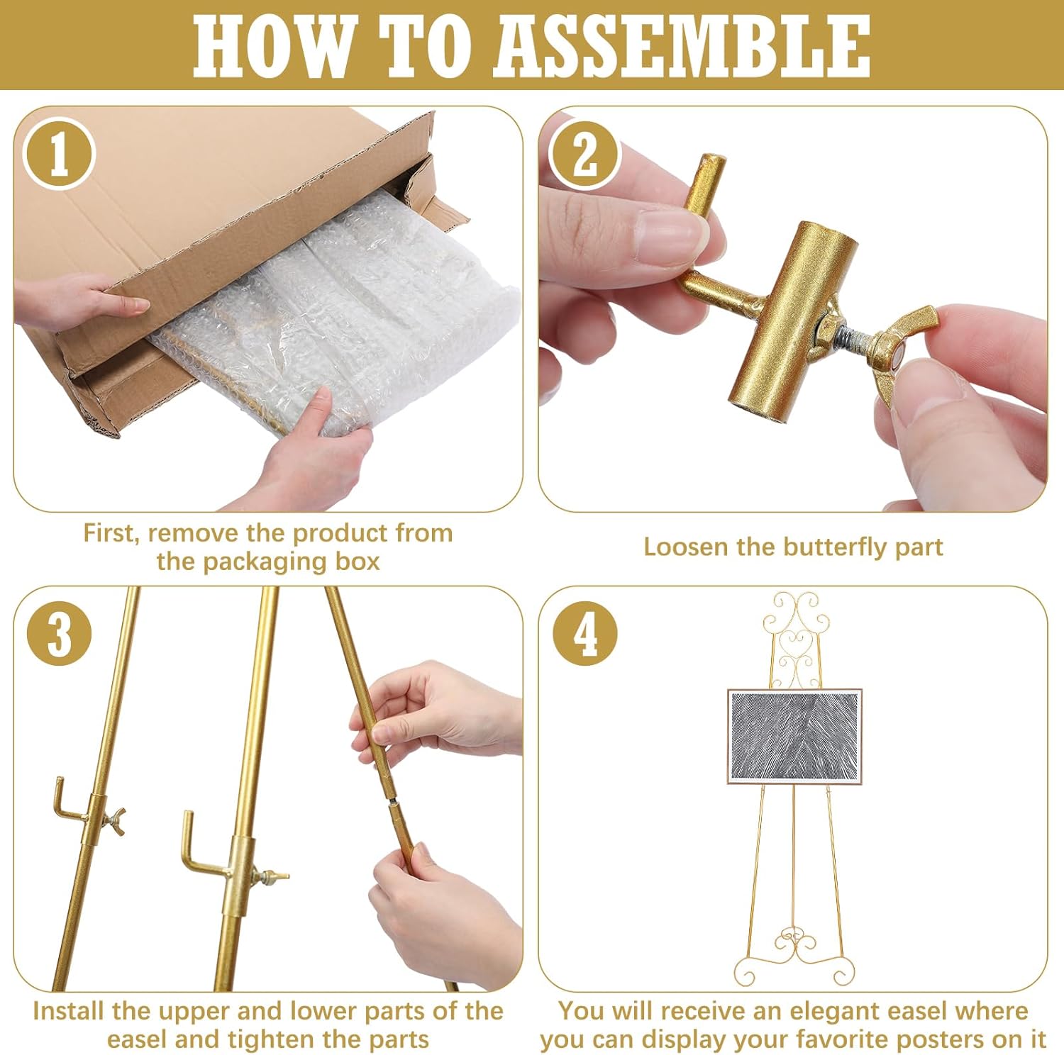2 Pcs Metal Scroll Easel with Chain Support
