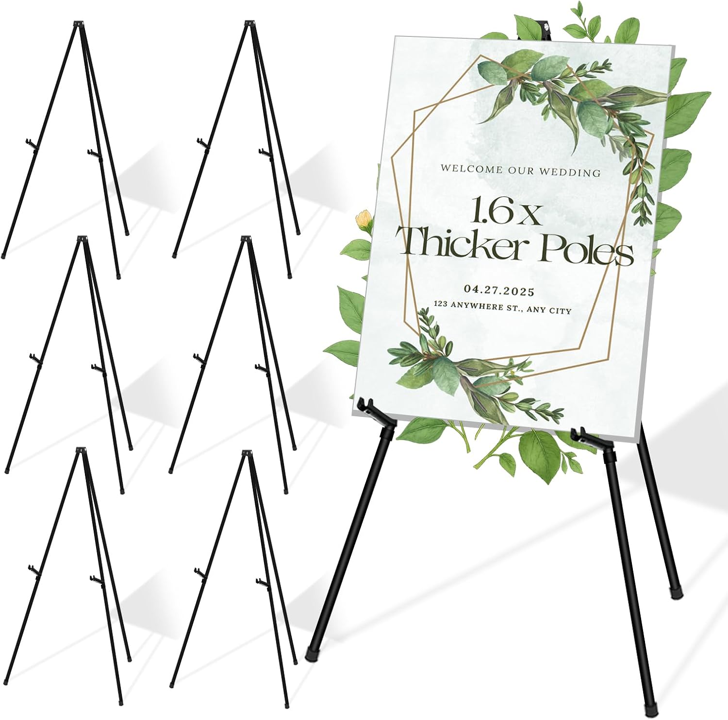 6 Pcs Thickened Metal Easel Stand for Sign - Collapsible and Portable