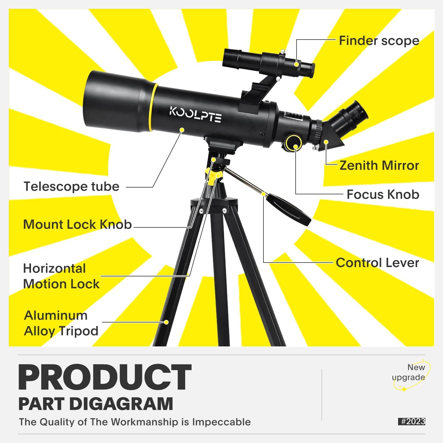 Koolpte 70mm Refracting Telescope with AZ Mount and Remote Control
