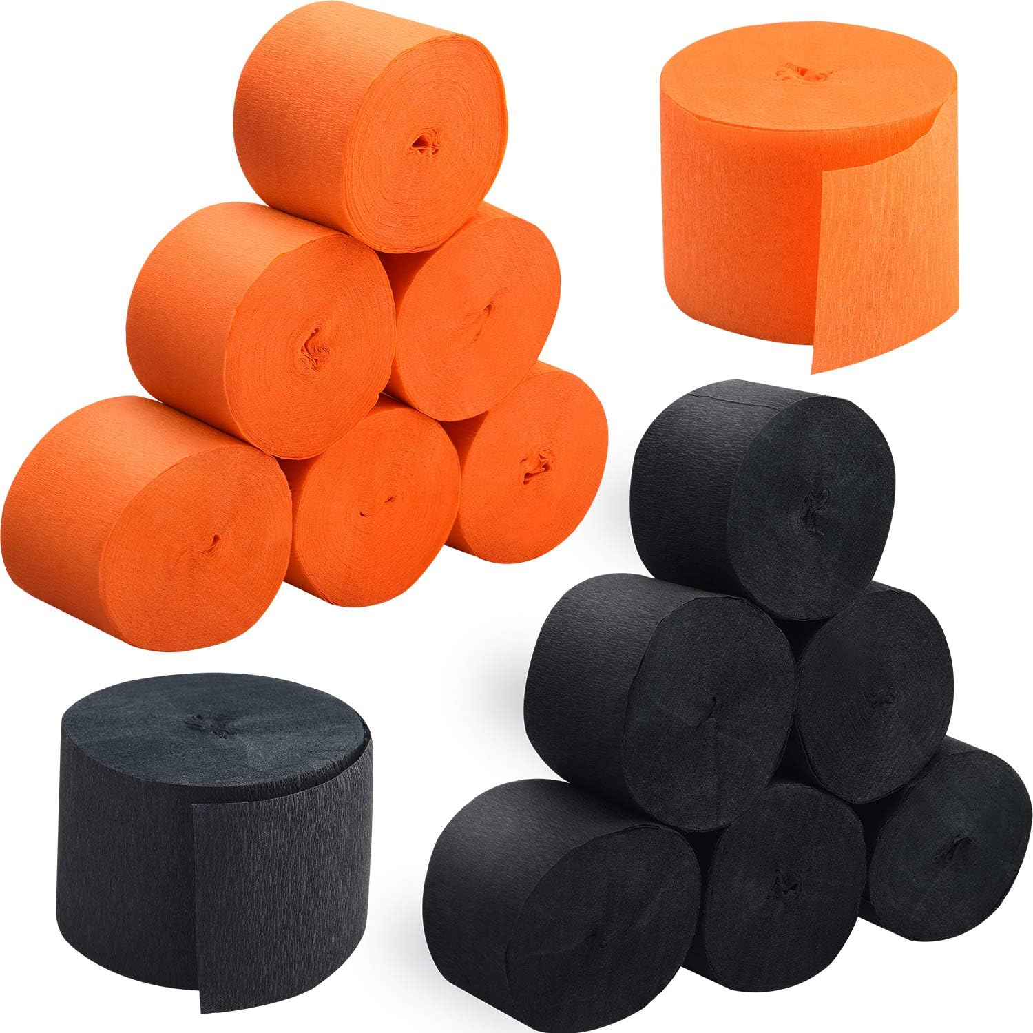Outus Halloween Crepe Paper Roll 12-Pack Black and Orange