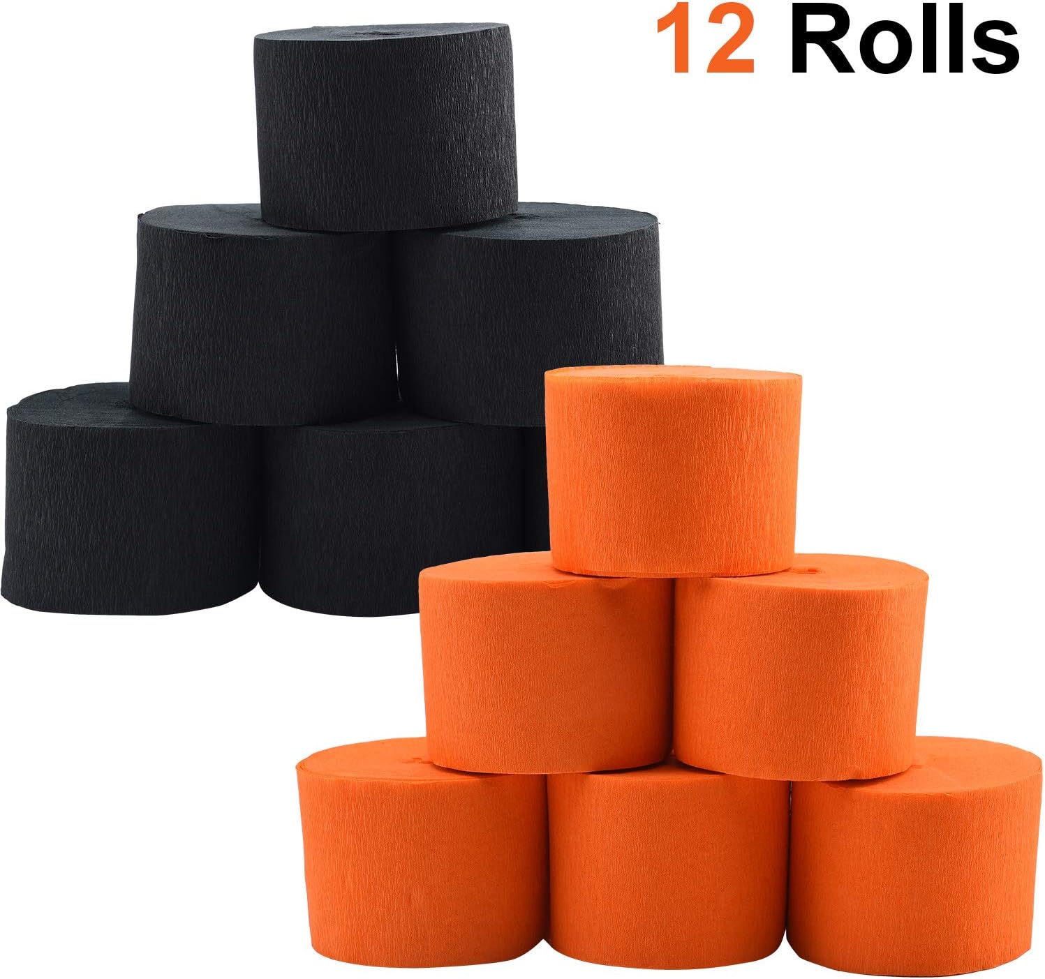 Outus Halloween Crepe Paper Roll 12-Pack Black and Orange