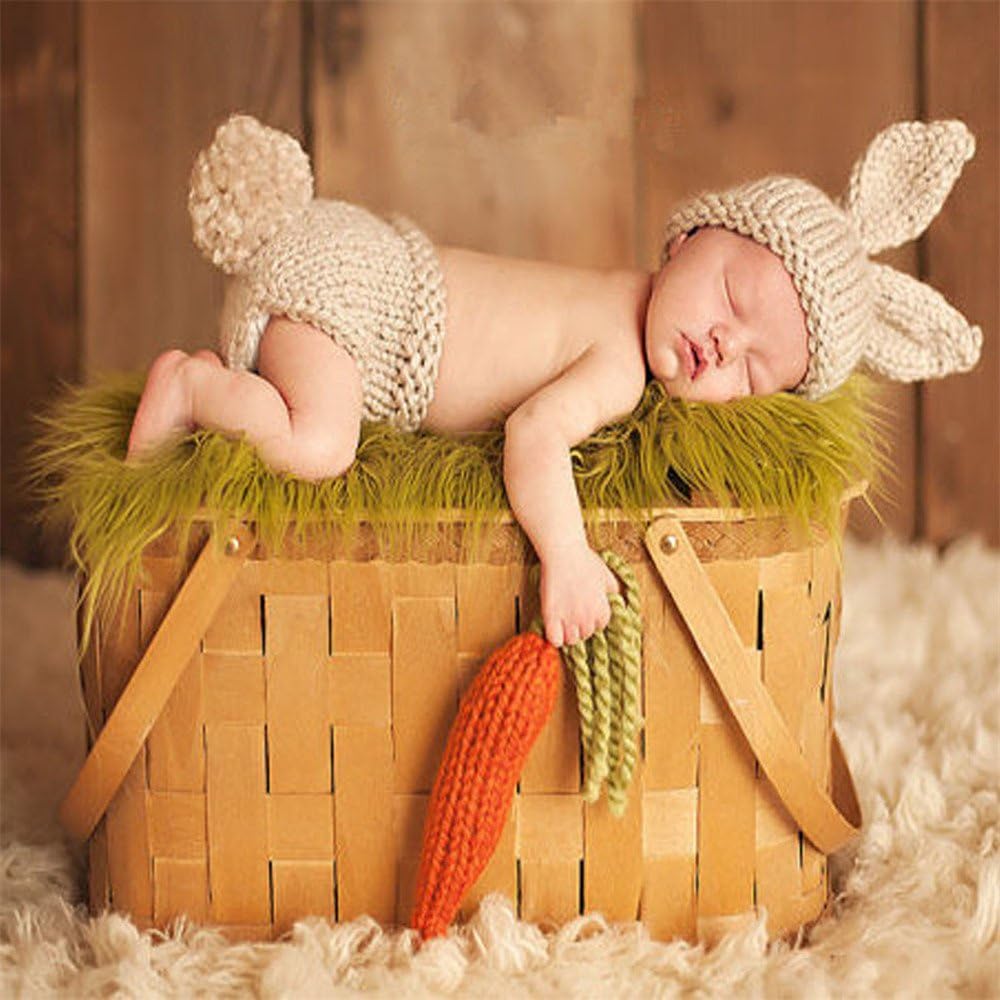 Newborn Photography Props Baby Easter Bunny Outfits Handmade Crochet Set