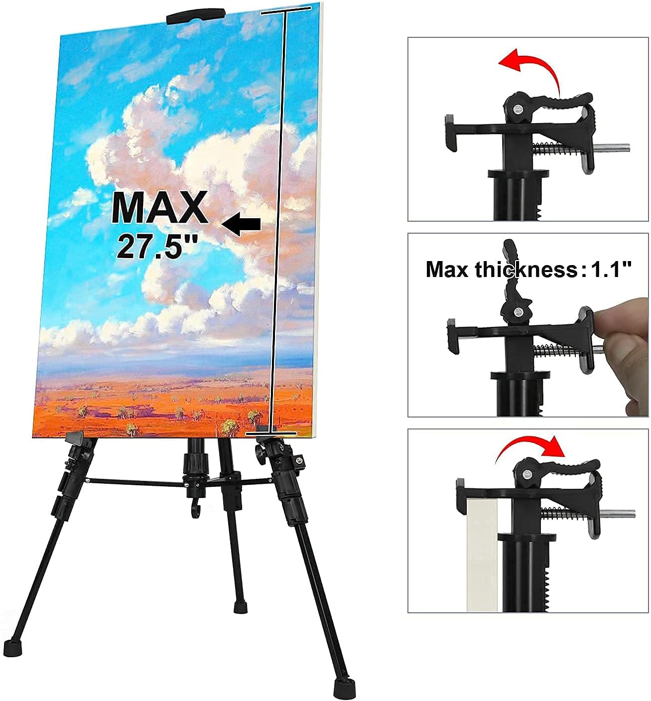 Adjustable Artist Easel Stand with Tray and Carry Bag