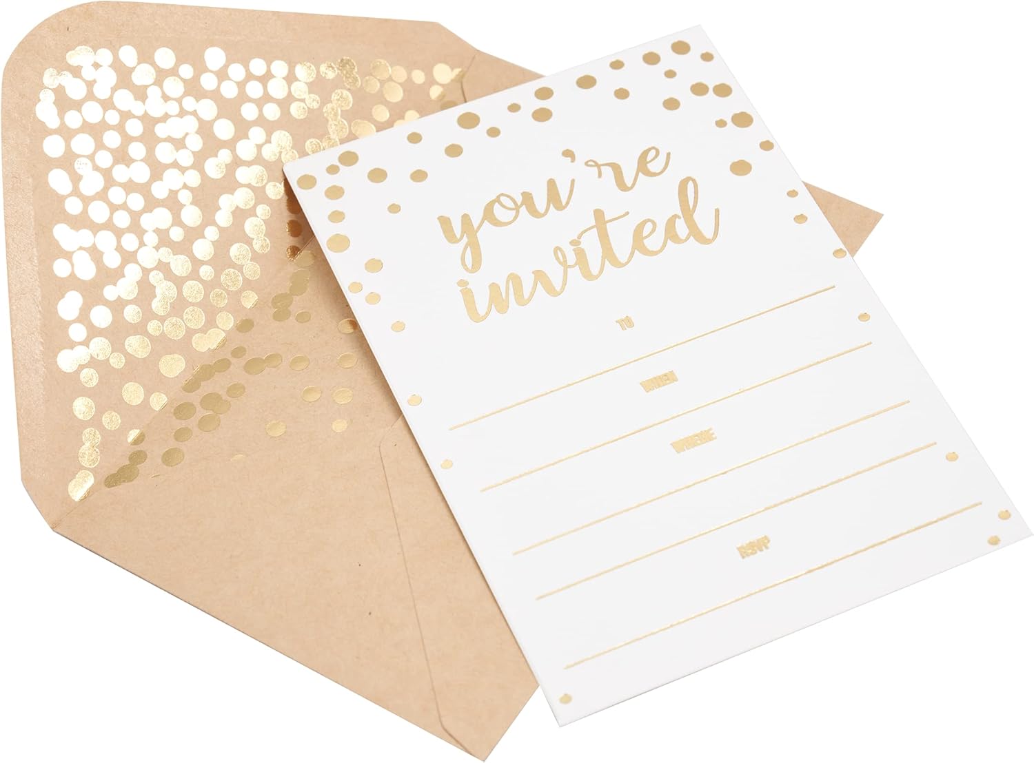 50 Pack Invitations with Gold Foil Youre Invited