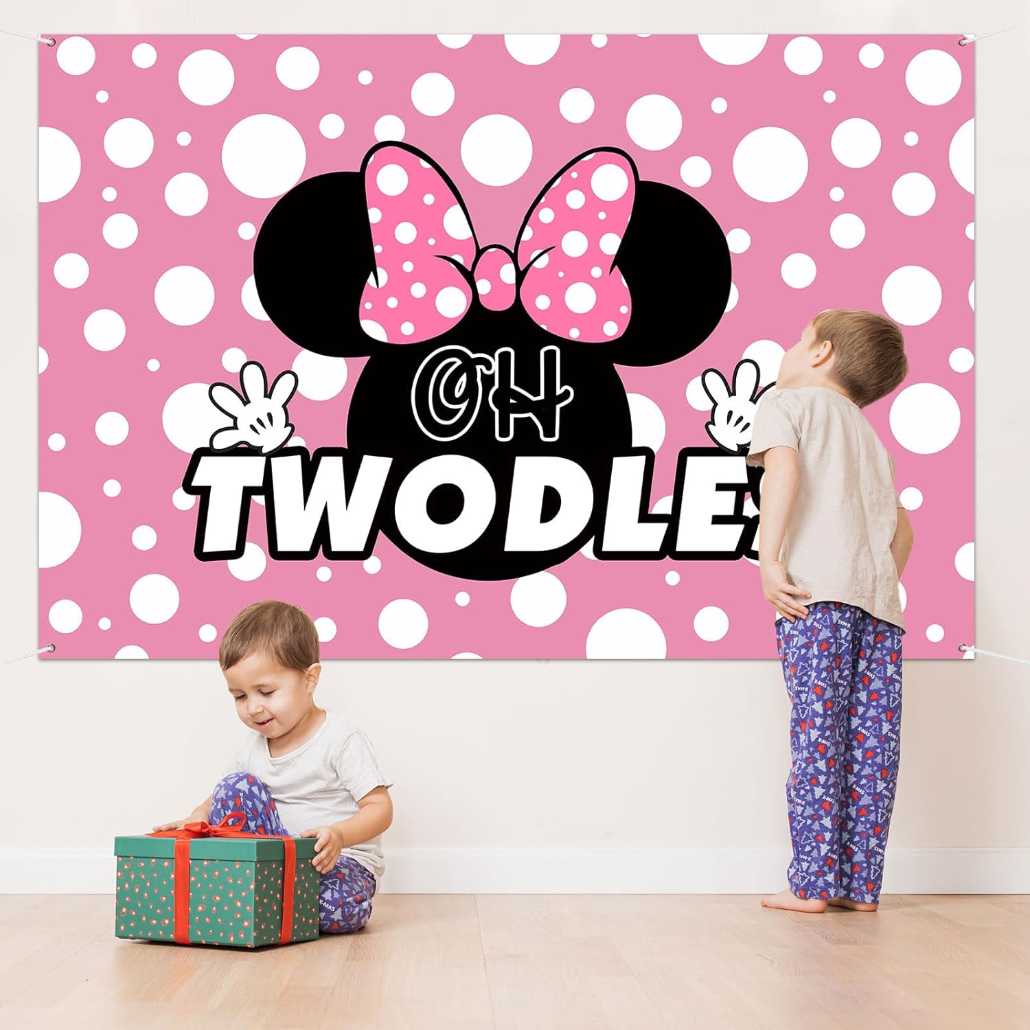 Oh Twodles Pink Cartoon Birthday Backdrop Banner