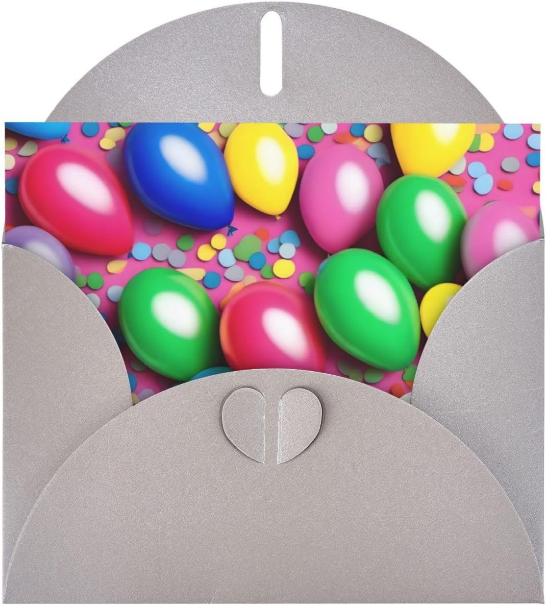 PHAYAH Balloons Confetti Holiday Cards 10 Pack with Gray Envelopes