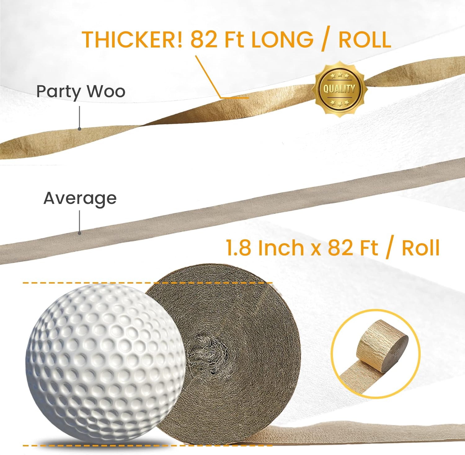 PartyWoo Crepe Paper Streamers 6 Rolls 492ft Birthday Party Decor