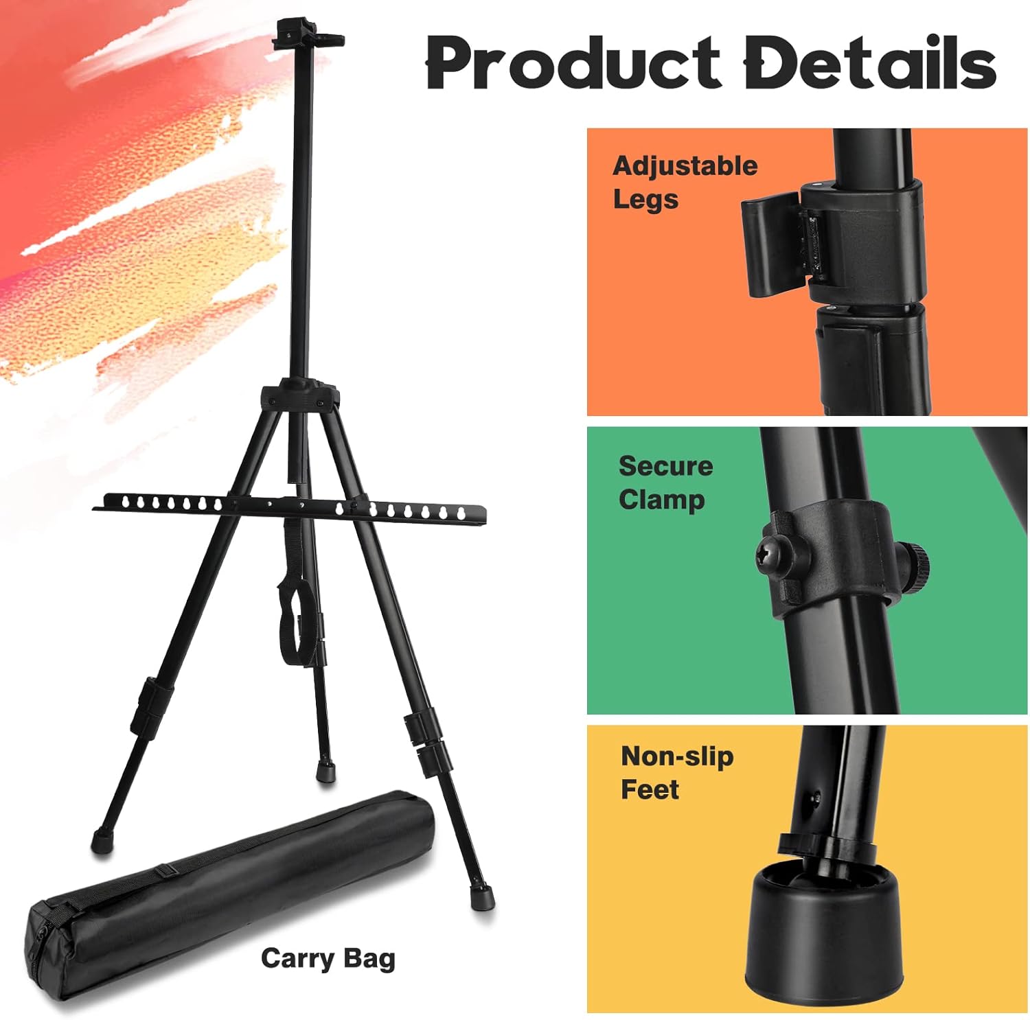 Qunclay 15 Pack Adjustable Height Metal Easel Stand with Portable Bag