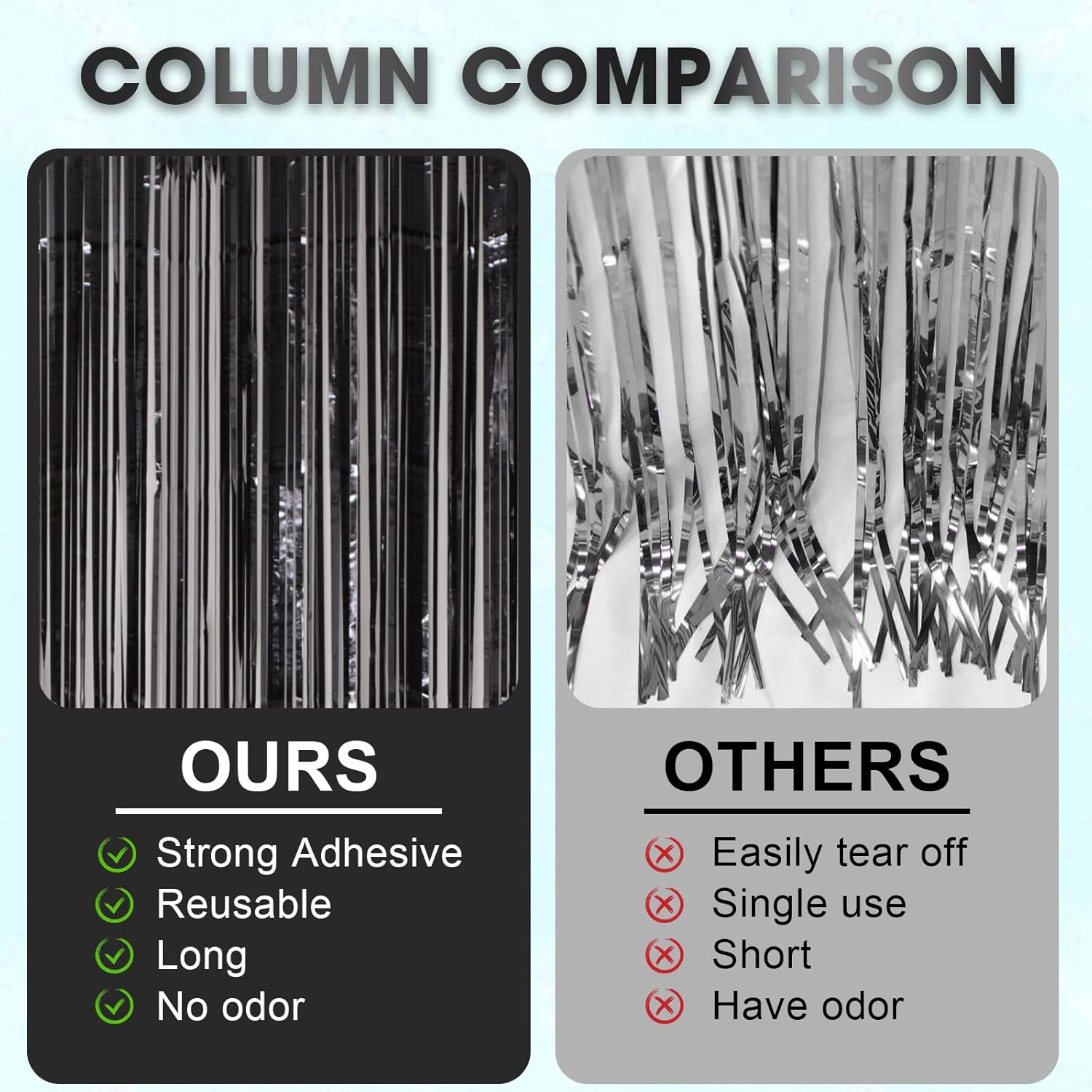3 Pack Foil Fringe Curtains 33x82 Feet Black Backdrop for Parties