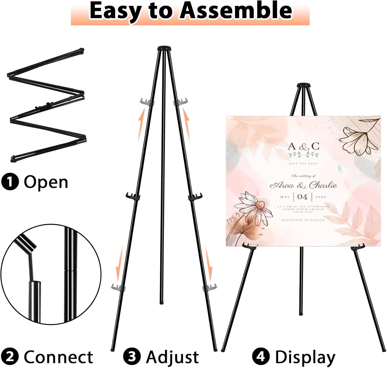 OUTNEE 63 Inch Foldable Easel Stand 2 Pack