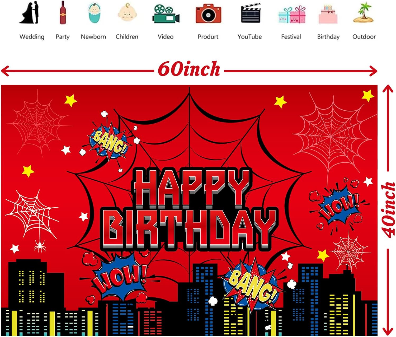 Red Spider Web Party Photo Background Decor Set