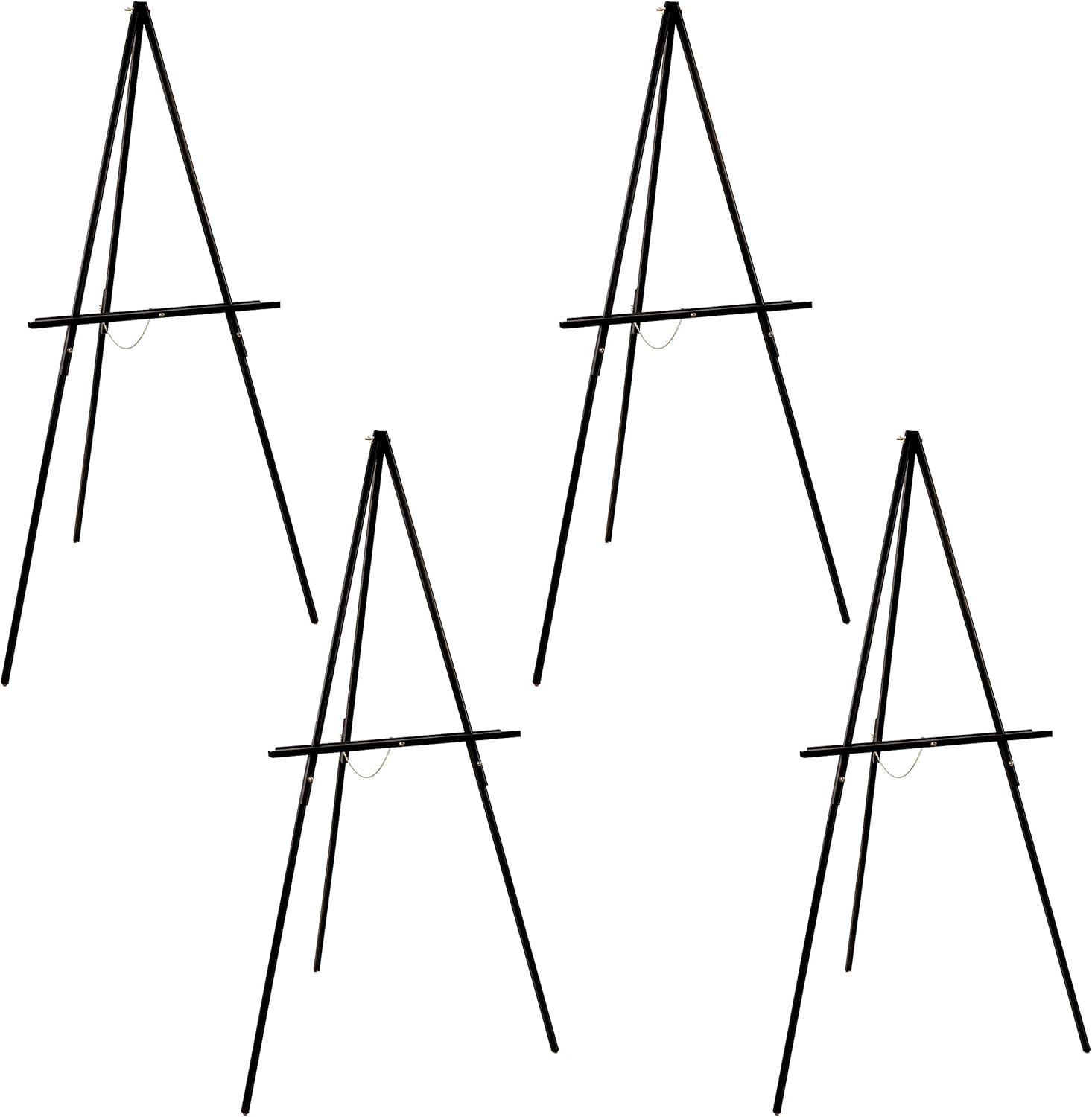 US Art Supply 64 Inch Black Wooden Easel 4 Pack