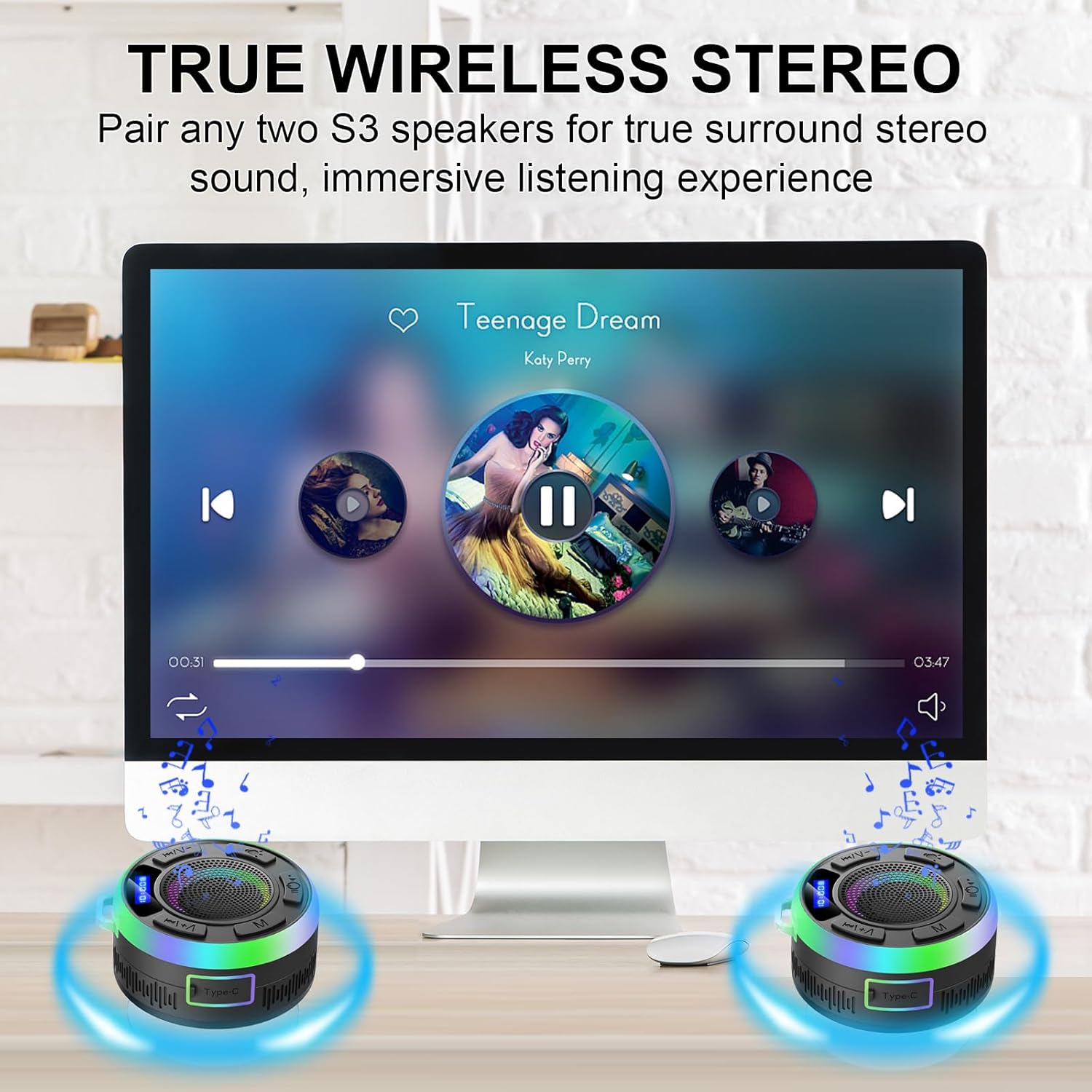 Bluetooth Shower Speaker with IP7 Waterproof and LED Lights