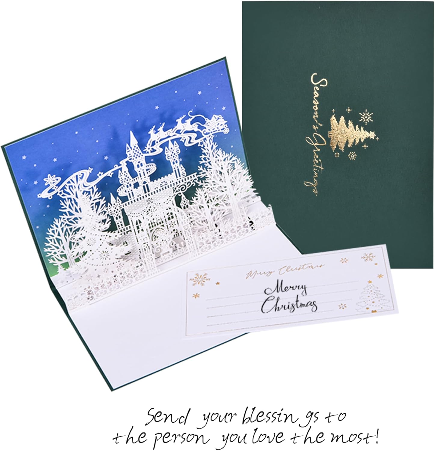 FIAMR 3D Embossed Silver Christmas Castle Card
