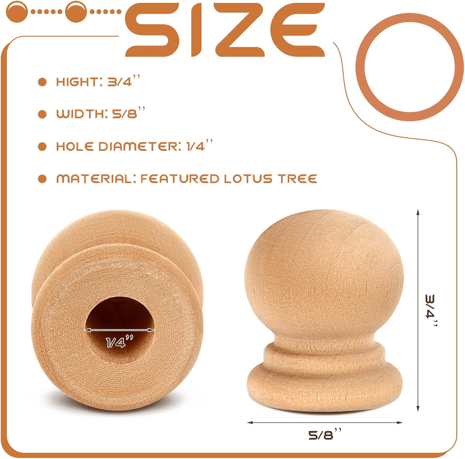 Pinkunn 30 Pcs Wood Finials for Drawer Knobs and Crafts