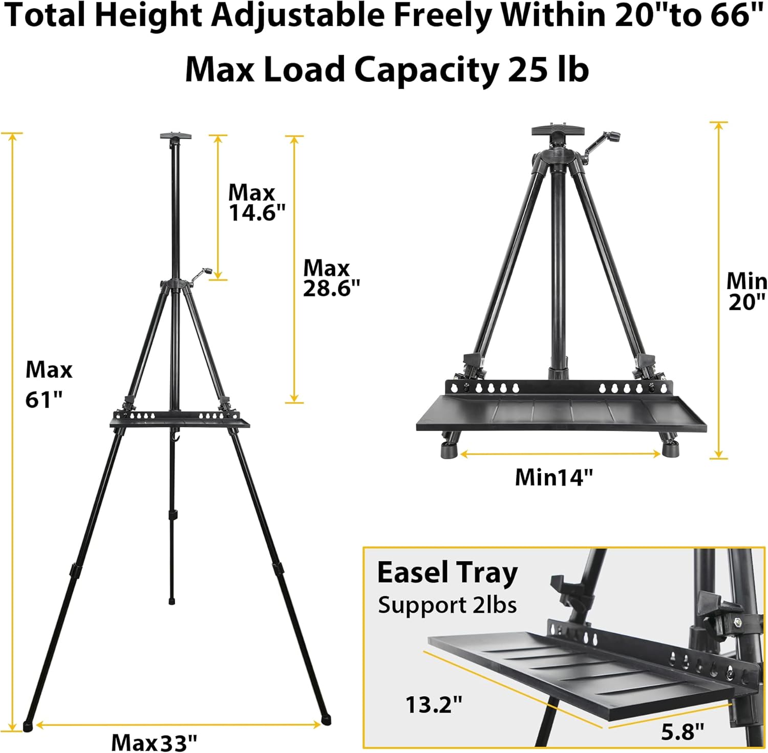 PUJIANG Adjustable Height Easel Stand for Painting and Art
